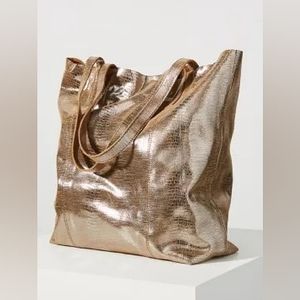 Amthropologie Gold Leather Cornelia Tote- Like New